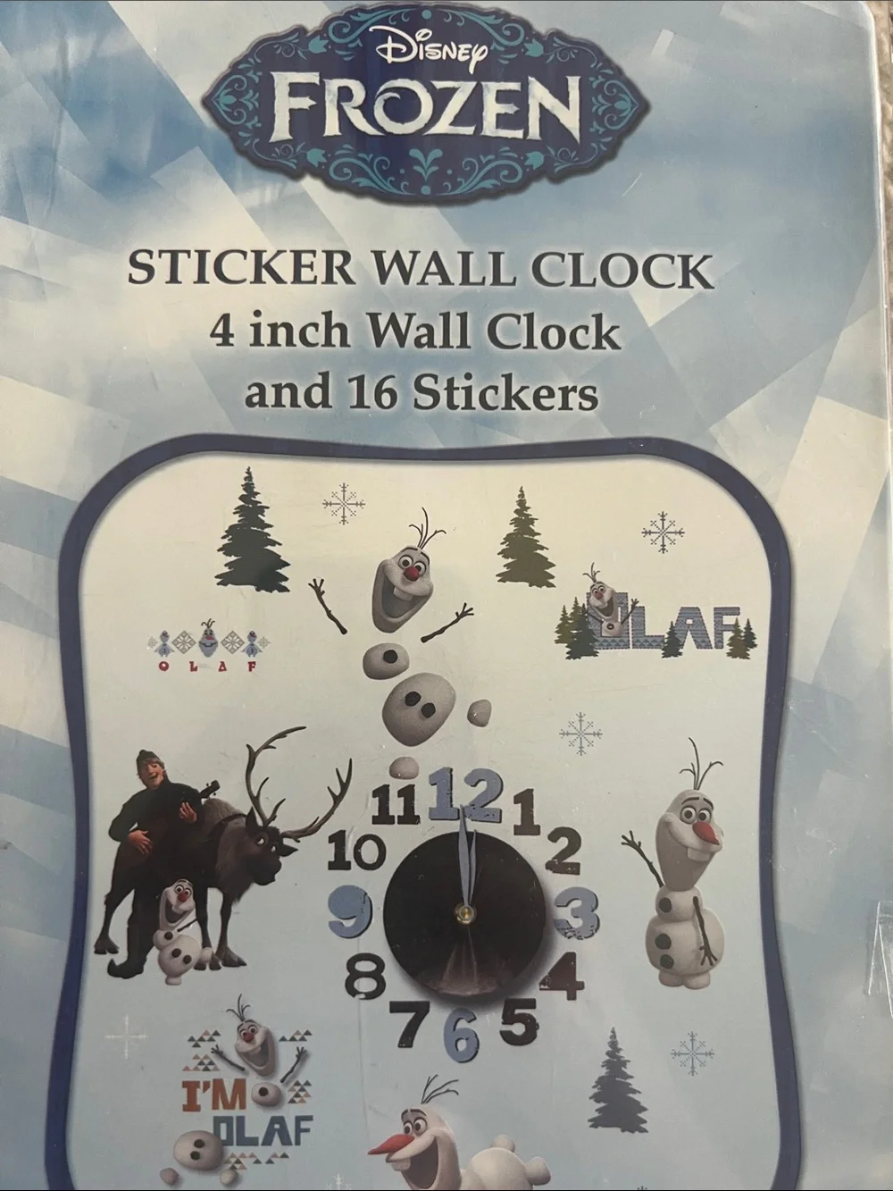 Disney Frozen Olaf Sticker Wall Clock - Light Blue